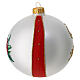 Pallina in vetro soffiato fiori bianco rosso 120 mm s3