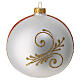 Pallina in vetro soffiato fiori bianco rosso 120 mm s4