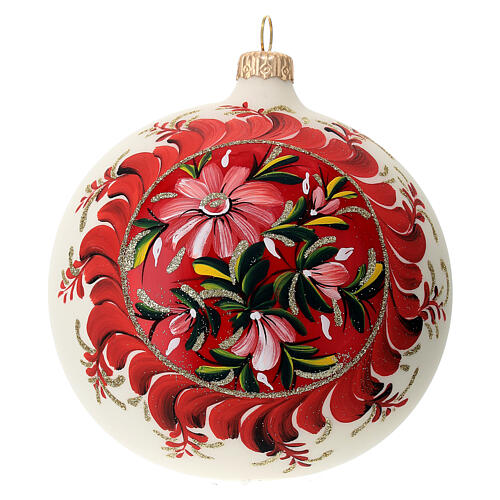 Christmas glass ball with flowers 120 mm 1