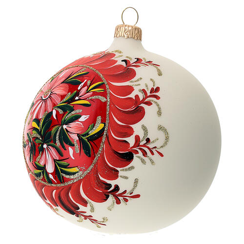 Christmas glass ball with flowers 120 mm 3