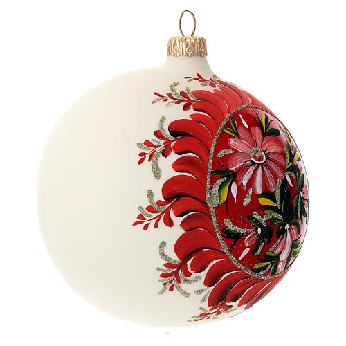 Christmas glass ball with flowers 120 mm 4