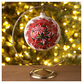 Christmas ball with flowers in blown glass 120 mm