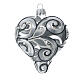 Heart-shaped Christmas glass ball with silver pattern 100 mm s4