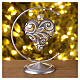 Corazón de vidrio motivos plata y purpurina 100 mm s2