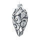 Glass heart ornament with silver and glitter decorations 100 mm s3