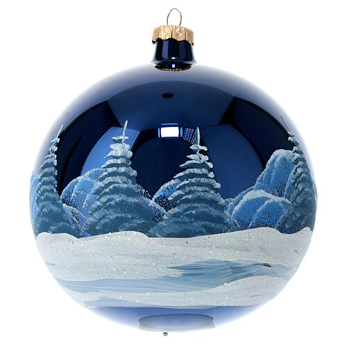 Shiny Christmas glass ball, 150 mm, snowy landscape by night 5