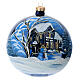Shiny Christmas glass ball, 150 mm, snowy landscape by night s1