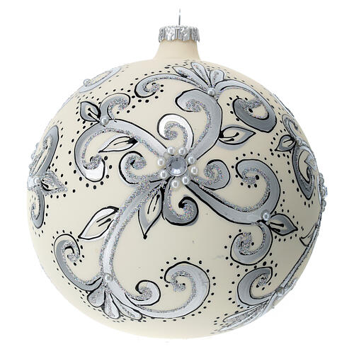 White Christmas glass ball, 150 mm, silver decorations 1