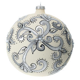 Boule de Noël verre 150 mm blanc et argent