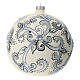 Boule de Noël verre 150 mm blanc et argent s1