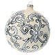 Boule de Noël verre 150 mm blanc et argent s3