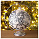 Enfeite Natal bola de vidro branco prata 150 mm s2