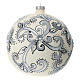 Christmas tree ball ornament in white and silver blown glass 150 mm s1