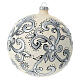 Christmas tree ball ornament in white and silver blown glass 150 mm s3