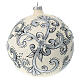 Christmas tree ball ornament in white and silver blown glass 150 mm s5