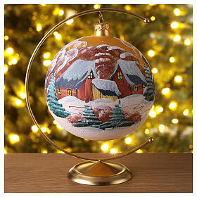 Christmas glass ball, 150 mm, landscape with snow