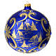 Christmas ball gold and blue 150 mm in blown glass s1