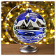 Bola de Natal azul escura com aldeia 150 mm vidro soprado s2