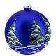 Bola de Natal azul escura com aldeia 150 mm vidro soprado s5