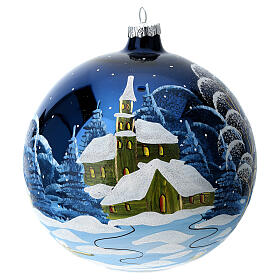 Christmas glass ball, 150 mm, snowy hamlet by night