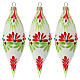 Teardrop ornament double pointed white blown glass 130 mm 3 pcs s1