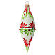 Teardrop ornament double pointed white blown glass 130 mm 3 pcs s2
