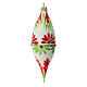 Teardrop ornament double pointed white blown glass 130 mm 3 pcs s3