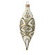 Teardrop ornament 3 pcs set white double pointed with golden decorations 130 mm s3