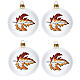 Box of 4 Christmas balls, opaque white with leaf, 100 mm s1