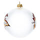 Box of 4 Christmas balls, opaque white with leaf, 100 mm s3