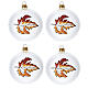 Glass blown Christmas ornament opaque ball with leaf 100 mm 4 pcs s1