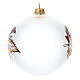 Glass blown Christmas ornament opaque ball with leaf 100 mm 4 pcs s3