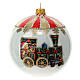 Box of 4 Christmas balls, white with train, 100 mm s2