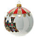 Box of 4 Christmas balls, white with train, 100 mm s3