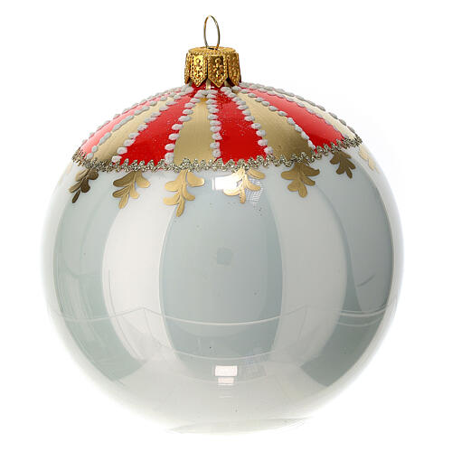 Scatola palline di Natale 4 pz vetro soffiato bianco trenino 100 mm 4