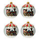 Bolas de Natal vidro soprado branco com comboio de Natal 100 mm 4 peças s1