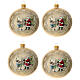 Box of 4 Christmas balls, opaque gold, Santa with children, 100 mm s1