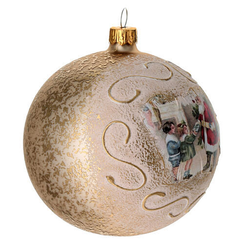 Bolas de Natal vidro soprado dourado com Pai Natal 100 mm 4 peças 4