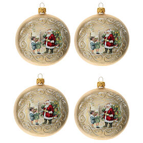 Glass Christmas balls 4 pcs set Santa and children 100 mm 4 pcs