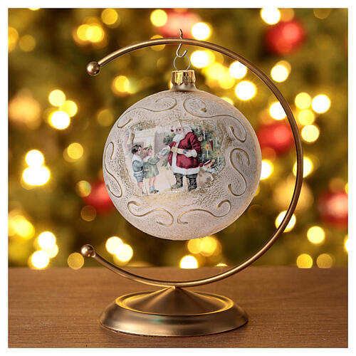 Glass Christmas balls 4 pcs set Santa and children 100 mm 4 pcs 2