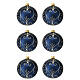Box of 6 blue Christmas balls with golden glitter 80 mm s1