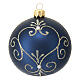 Box of 6 blue Christmas balls with golden glitter 80 mm s4