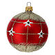 Blown glass red ornament with glitter 80 mm 6 pcs s3