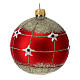 Blown glass red ornament with glitter 80 mm 6 pcs s4