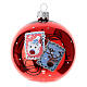 Boules de Noël verre soufflé timbres sur fond rouge 80 mm 6 pcs s2
