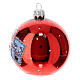 Boules de Noël verre soufflé timbres sur fond rouge 80 mm 6 pcs s3