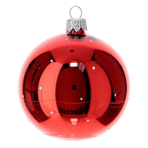 Scatola 6 pz palline natalizie con francobolli vetro soffiato 80 mm