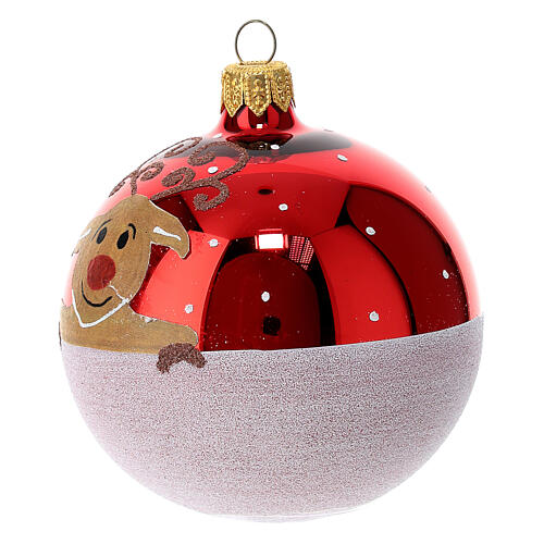 Box of 6 Christmas balls with reindeer 80 mm 3