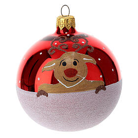 Christmas ball ornament with reindeer 6 pcs 80 mm
