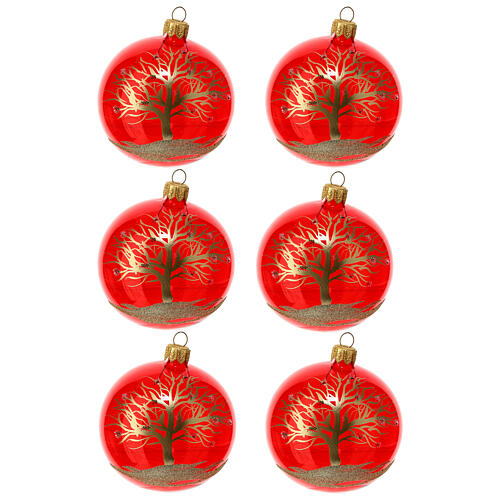 Set of 6 Christmas balls, red and silver, 100 mm 1